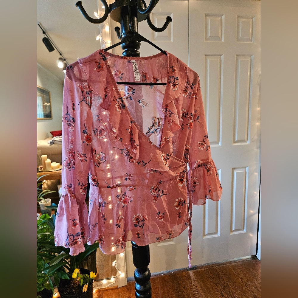 Floral Wrap Blouse